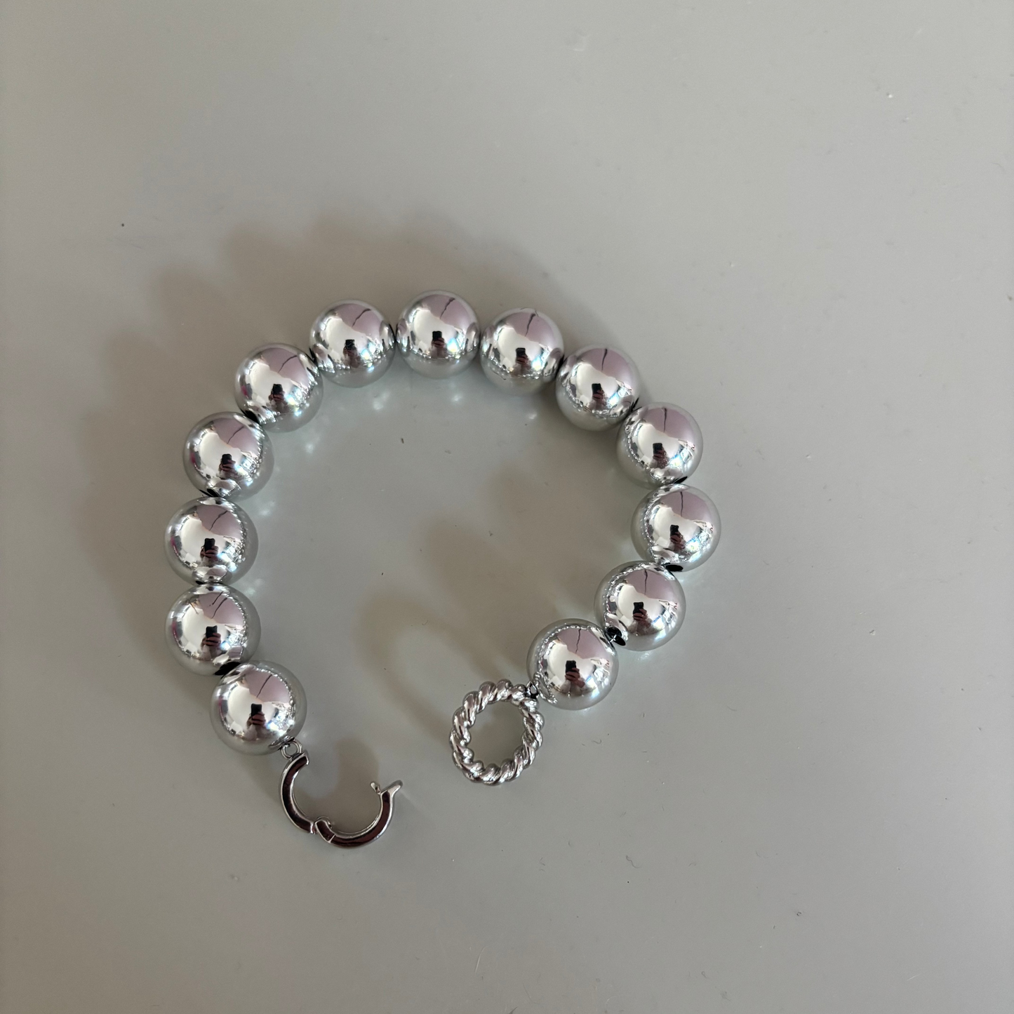 Bolletjesarmband Large Zilver - Lichtgewicht Acryl