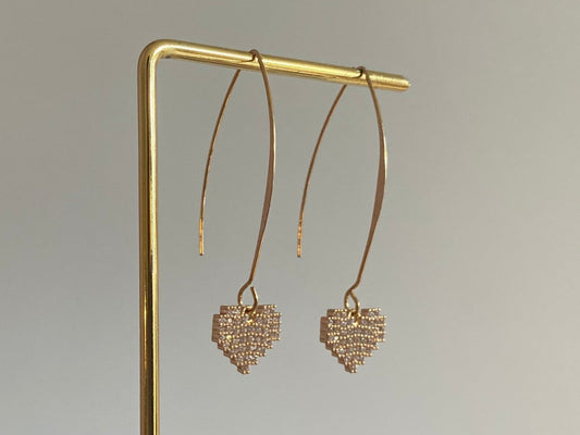 14K vergulde hangers met daaraan een 14K verguld hartje met zirkonia