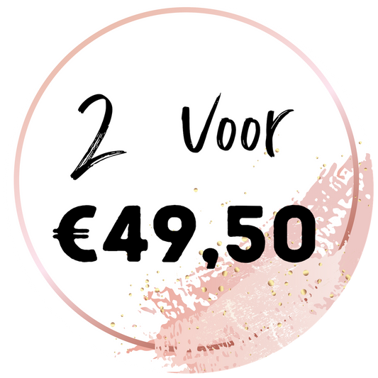 Dit is de kortingsticker voor de limited collectie: 2 paar voor EUR 49,50