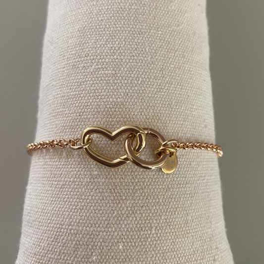 14k vergulde armband van hypoallergeen titanium, verstelbaar tot 21 cm, met ovale connector voor verwisselbare bedels.