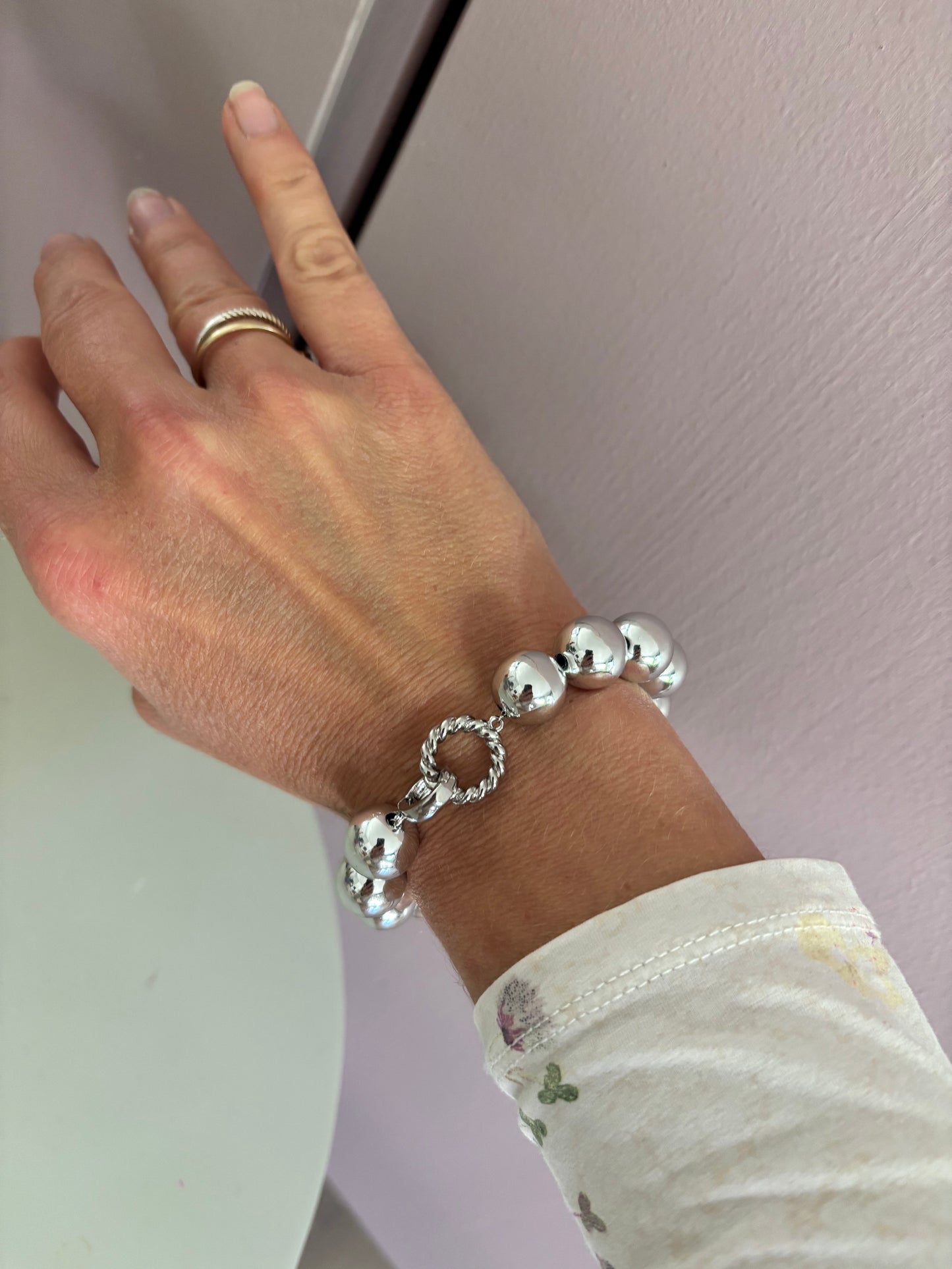 Bolletjesarmband Large Zilver - Lichtgewicht Acryl