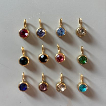 Geboortesteen bedel per maand, stainless steel