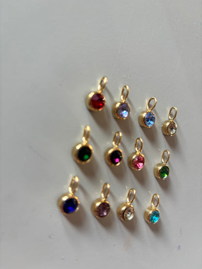 Geboortesteen bedel per maand, stainless steel