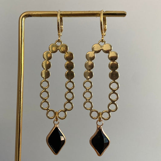 14k vergulde hanger met glazen en honingraat bedel, verkrijgbaar in burgundy, taupe, champagne, roze en zwart.