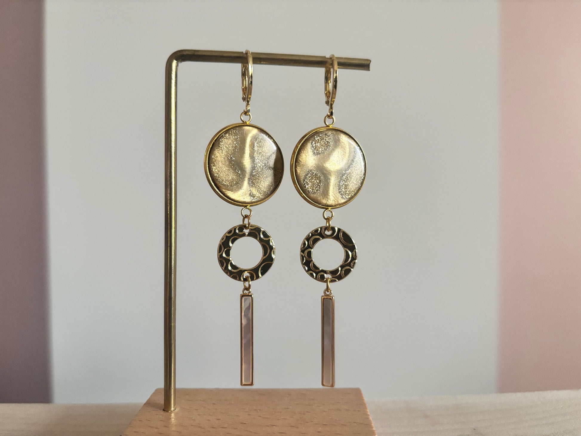 gouden disc, gouden cirkel, shell staafje