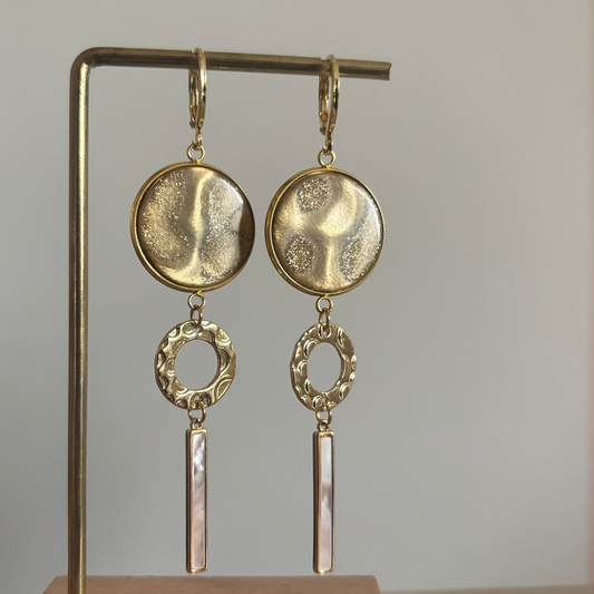 gouden disc, gouden cirkel, shell staafje
