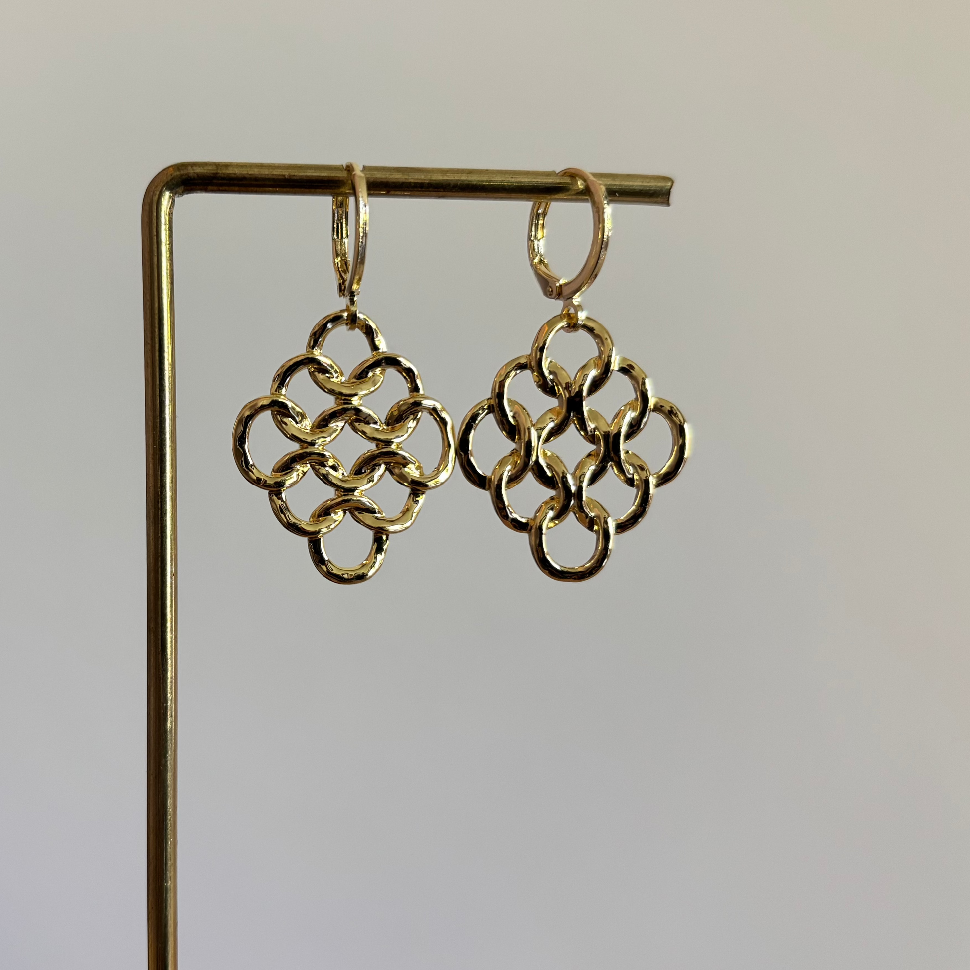 14k Vergulde Geometrische Oorbellen - 3 cm