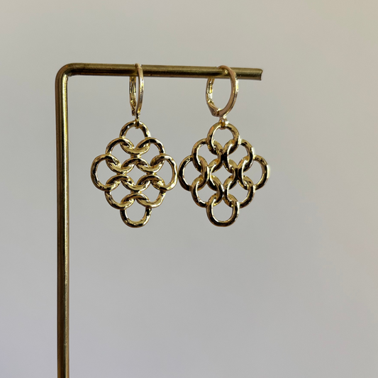 14k Vergulde Geometrische Oorbellen - 3 cm