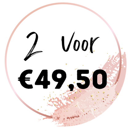 Dit is de kortingsticker voor de limited collectie: 2 paar voor EUR 49,50