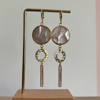 roze disc, gouden cirkel, shell staafje